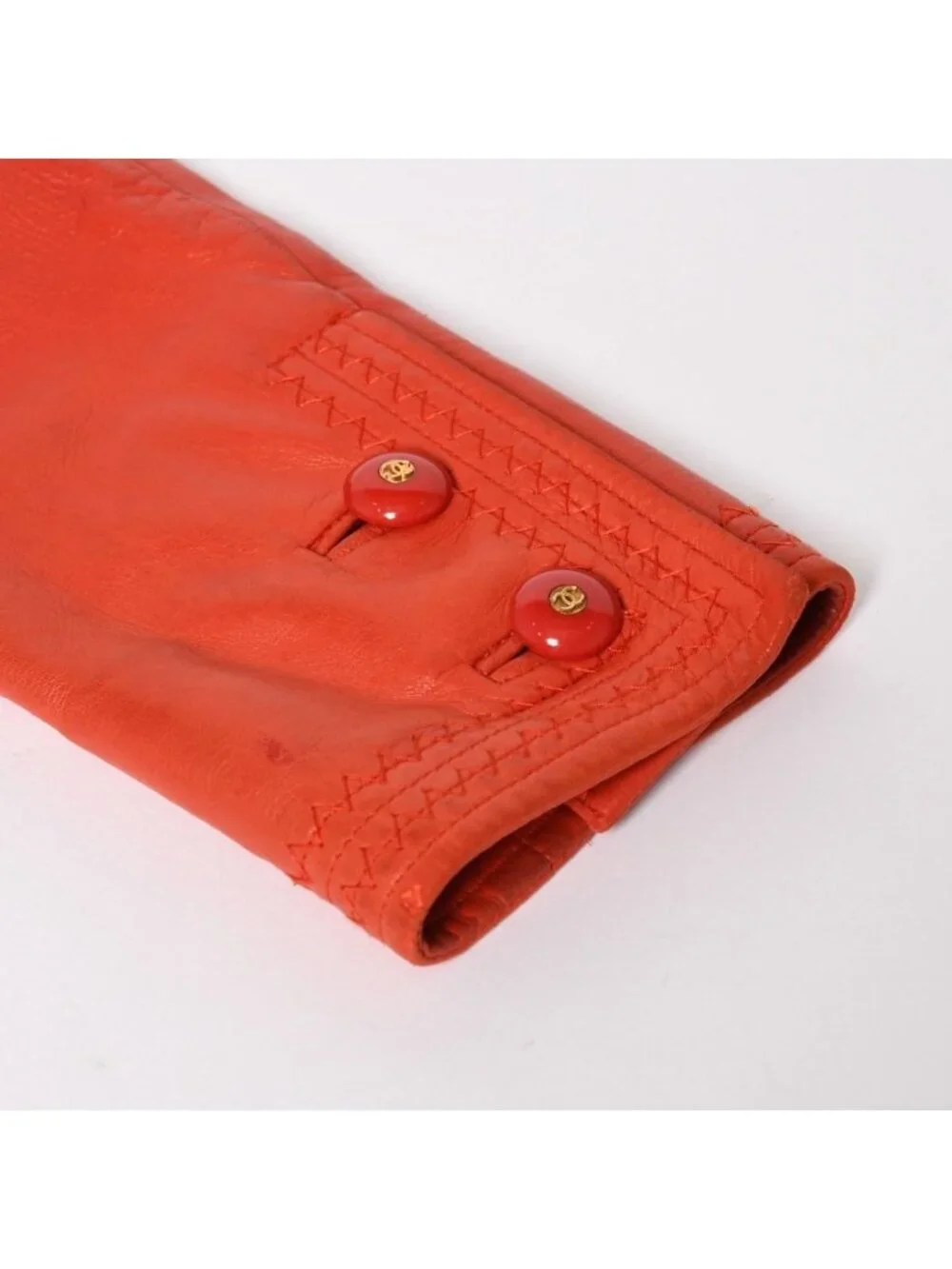 Chanel Vintage Collarless Jacket CC Logo Leather Silk